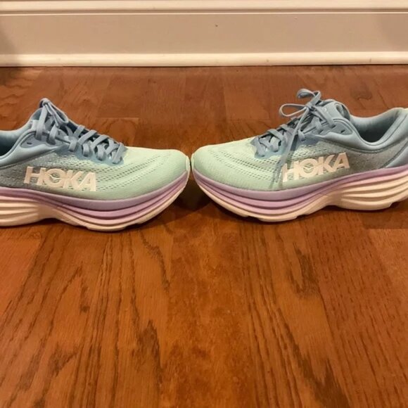 HOKA Bondi 8 Running Shoe 6.5 Sneaker Airy Blue/ Sunlit Ocean - Picture 4 of 6